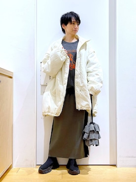 「若見え」｜「アイテム（その他アウター）」を使った、あおき@LAKOLE海老名さん（レディース・156cm）の冬コーディネート