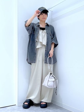 「アイテム（つなぎ/オールインワン）」を使った、あおき@LAKOLE海老名さん（レディース・156cm）の夏コーディネート