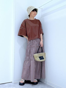 「若見え」｜「アイテム（帽子）」を使った、あおき@LAKOLE海老名さん（レディース・156cm）の夏コーディネート