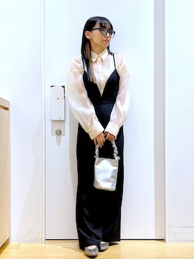 「若見え」｜「アイテム（サロペット/オーバーオール）」を使った、あおき@LAKOLE海老名さん（レディース・156cm）の春コーディネート