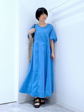 「若見え」｜「アイテム（ワンピース/ドレス）」を使った、あおき@LAKOLE海老名さん（レディース・156cm）の夏コーディネート