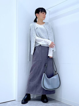 「リラックス」｜あおき@LAKOLE海老名さん（レディース・156cm）の冬コーディネート