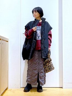 「若見え」｜「アイテム（その他アウター）」を使った、あおき@LAKOLE海老名さん（レディース・156cm）の冬コーディネート