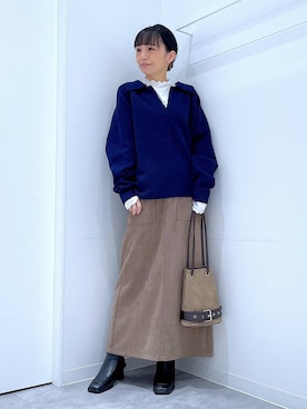 あおき@LAKOLE海老名さん（レディース・156cm）の冬コーディネート