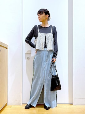 「アイテム（その他トップス、シルバー系）」を使った、あおき@LAKOLE海老名さん（レディース・156cm）の秋コーディネート