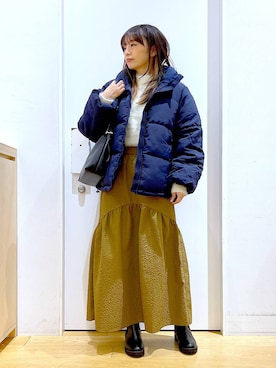 「若見え」｜「アイテム（ナイロンジャケット）」を使った、あおき@LAKOLE海老名さん（レディース・156cm）の冬コーディネート