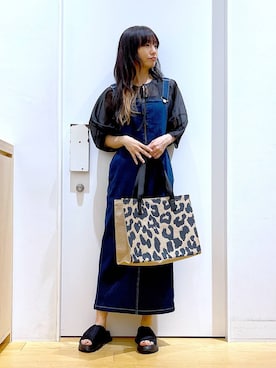 「若見え」｜「アイテム（ジャンパースカート）」を使った、あおき@LAKOLE海老名さん（レディース・156cm）の夏コーディネート