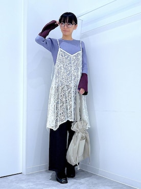 「アイテム（ワンピース/ドレス、ベージュ系）」を使った、あおき@LAKOLE海老名さん（レディース・156cm）の冬コーディネート