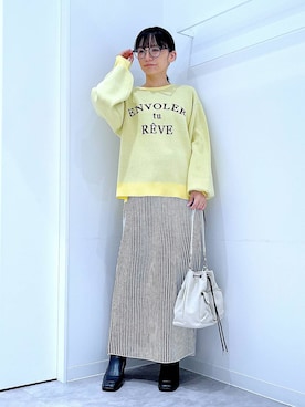 「リラックス」｜あおき@LAKOLE海老名さん（レディース・156cm）の冬コーディネート