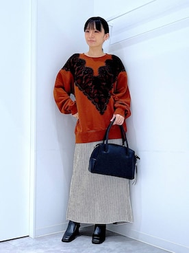 「リラックス」｜あおき@LAKOLE海老名さん（レディース・156cm）の冬コーディネート