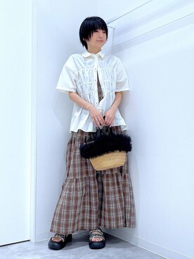 「若見え」｜「アイテム（ワンピース/ドレス）」を使った、あおき@LAKOLE海老名さん（レディース・156cm）の夏コーディネート