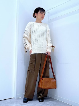 「リラックス」｜あおき@LAKOLE海老名さん（レディース・156cm）の冬コーディネート