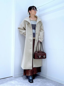 「アイテム（バレッタ/ヘアクリップ）」を使った、あおき@LAKOLE海老名さん（レディース・156cm）の秋コーディネート