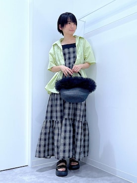 「若見え」｜「アイテム（ワンピース/ドレス）」を使った、あおき@LAKOLE海老名さん（レディース・156cm）の夏コーディネート