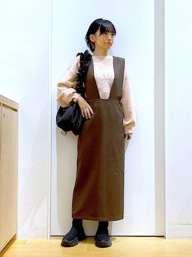 「若見え」｜「アイテム（オールインワン・サロペット）」を使った、あおき@LAKOLE海老名さん（レディース・156cm）の秋コーディネート