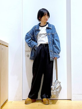 「若見え」｜「アイテム（デニムジャケット）」を使った、あおき@LAKOLE海老名さん（レディース・156cm）の秋コーディネート