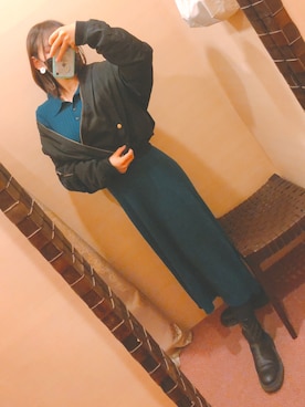 「MAJESTIC LEGON（マジェスティックレゴン）のアイテム（MA-1）」を使った、ぽむまめこさん（レディース・155cm）の冬コーディネート