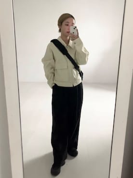 「ウェーブ×イエベ秋」｜「アイテム（ジャケット/アウター）」を使った、momokaさん（レディース・155cm）の冬コーディネート