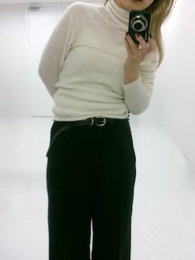 「アイテム（チューブトップ）」を使った、momokaさん（レディース・155cm）の秋コーディネート