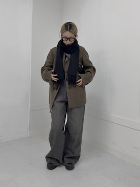 「アイテム（テーラードジャケット、グリーン系）」を使った、momokaさん（レディース・155cm）の秋コーディネート