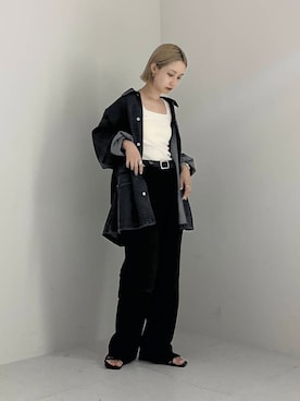 「アイテム（デニムジャケット）」を使った、momokaさん（レディース・155cm）の夏コーディネート