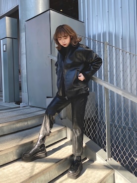 「SLY（スライ）のアイテム（オールインワン・サロペット）」を使った、rino064さん（レディース・153cm）の冬コーディネート