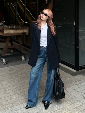 「アイテム（ジャケット/アウター）」を使った、Tsujita Rinoさん（レディース・153cm）の秋コーディネート