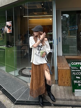 「INTER FACTORY（インターファクトリー）のアイテム（トップス）」を使った、Tsujita Rinoさん（レディース・153cm）の秋コーディネート