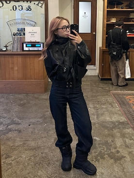 「アイテム（その他アウター）」を使った、Tsujita Rinoさん（レディース・153cm）の冬コーディネート