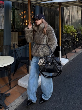 「アイテム（ローファー）」を使った、Tsujita Rinoさん（レディース・153cm・20代）の冬コーディネート