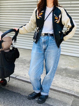 「春服」｜「アイテム（スタジャン）」を使った、HKTanさん（レディース・167cm）の春コーディネート