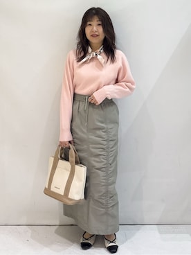 「OPAQUE.CLIP（オペークドットクリップ）の新色追加！【定番】名品フラットバレエシューズ（パンプス、ベージュ系）」を使った、nakkoさん（レディース・154cm）の春コーディネート