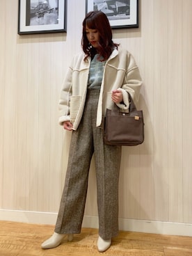 「ミニトート」｜「アイテム（ブルゾン）」を使った、あいりんさん（レディース・160cm）の冬コーディネート