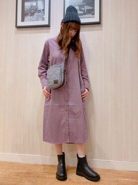 「DRESKIP（ドレスキップ）のアイテム（ニットキャップ/ビーニー）」を使った、あいりんさん（レディース・160cm）の秋コーディネート