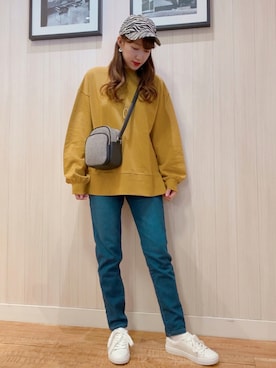 「DRESKIP（ドレスキップ）のアイテム（キャップ）」を使った、あいりんさん（レディース・160cm）の秋コーディネート