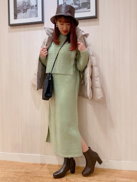 「DRESKIP（ドレスキップ）のアイテム（ハット）」を使った、あいりんさん（レディース・160cm）の冬コーディネート