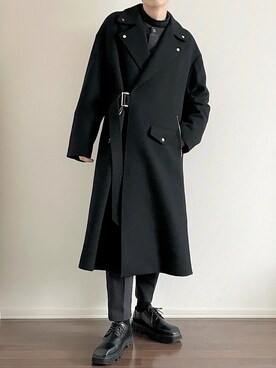 トレンチコートを使った オールブラック のメンズ人気ファッションコーディネート Wear