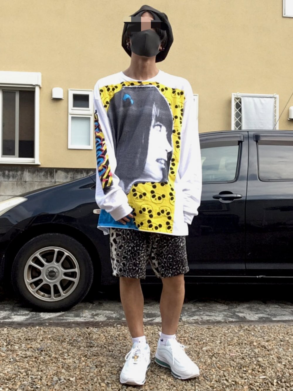 「kaiko、BOUNTY HUNTER、nike、dope、pop」｜「あのちゃんのアイテム（Tシャツ/カットソー、ホワイト系）」を使った、寺さん（メンズ・270cm）の夏コーディネートの1枚目の写真