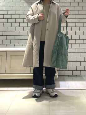 「PUAL CE CIN（ピュアルセシン）のアイテム（ステンカラーコート）」を使った、kawaさん（レディース・153cm）の冬コーディネート