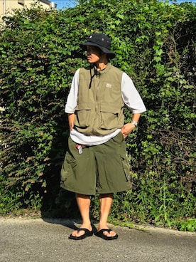 「アイテム（カーゴパンツ）」を使った、Kentaさん（メンズ・172cm・40代）の夏コーディネート