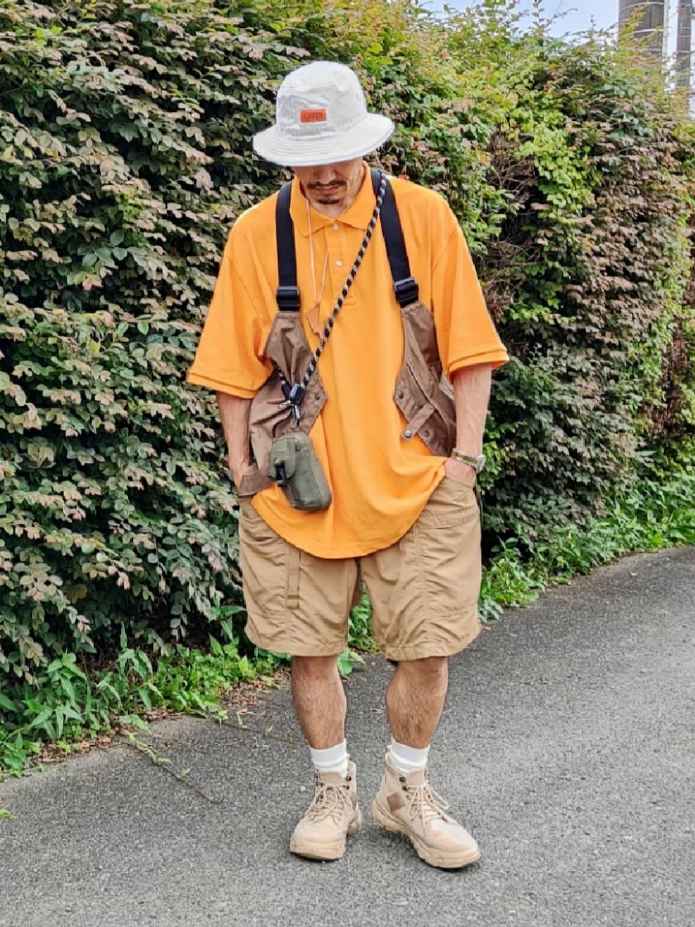G.O.A. ハーフ ベージュ カーゴパンツ 7分丈 ハーフパンツ ベージュ XL 綿 メンズ カーゴ カジュアル