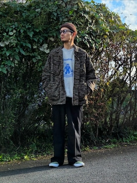 「アイテム（ミリタリージャケット）」を使った、Kentaさん（メンズ・172cm）の秋コーディネート