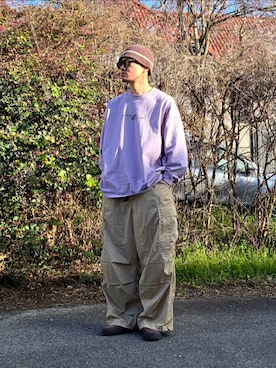 「no brand（ノーブランド）のアイテム（ハット）」を使った、Kentaさん（メンズ・172cm）の春コーディネート