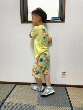 「Moujonjon（ムージョンジョン）のアイテム」を使った、こどもの森e-shopさん（キッズ・100cm）の夏コーディネート