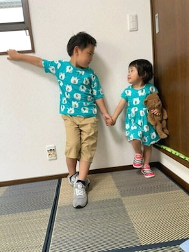 「Moujonjon（ムージョンジョン）のアイテム」を使った、こどもの森e-shopさん（キッズ・120cm）の夏コーディネート