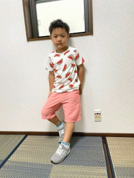 「Moujonjon（ムージョンジョン）のアイテム」を使った、こどもの森e-shopさん（キッズ・120cm）の夏コーディネート