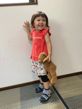 「Moujonjon（ムージョンジョン）のアイテム」を使った、こどもの森e-shopさん（キッズ・90cm）の夏コーディネート