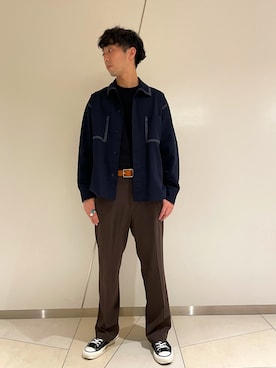 「CONVERSE TOKYO（コンバーストウキョウ）のアイテム（スラックス）」を使った、MARUさん（メンズ・175cm）の秋コーディネート