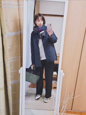 「スリッポン」｜「アイテム（ジャケット/アウター）」を使った、akariさん（レディース・157cm）の冬コーディネート