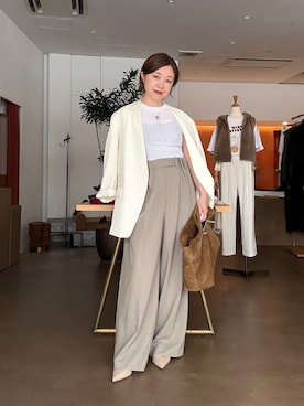 「アイテム（ノーカラージャケット）」を使った、wg_sato(Whim Gazette AOYAMA)さん（レディース・156cm）の夏コーディネート